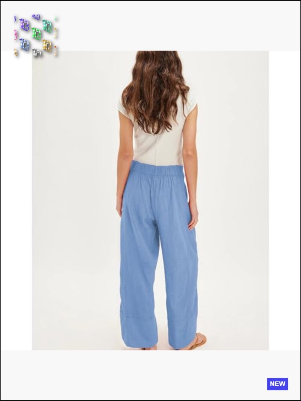 Plus Size Cotton Linen Palazzo Pants Wide Leg Boho Casual Trousers with Pockets - Picture 2 of 7